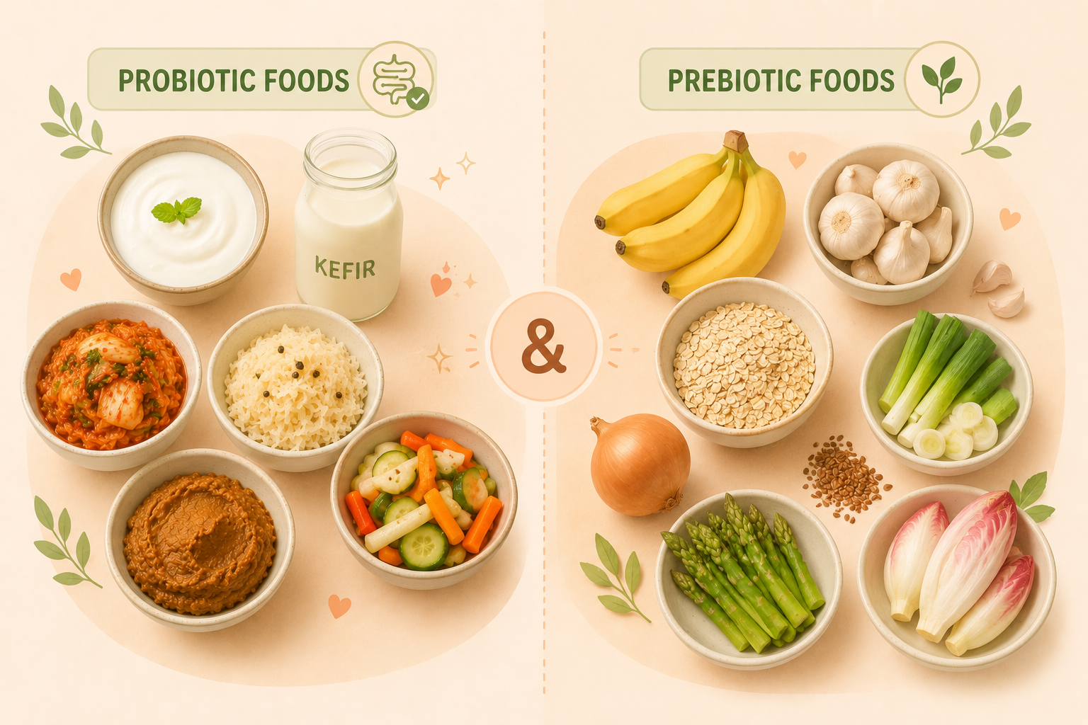 Probiotic vs prebiotic foods for gut health